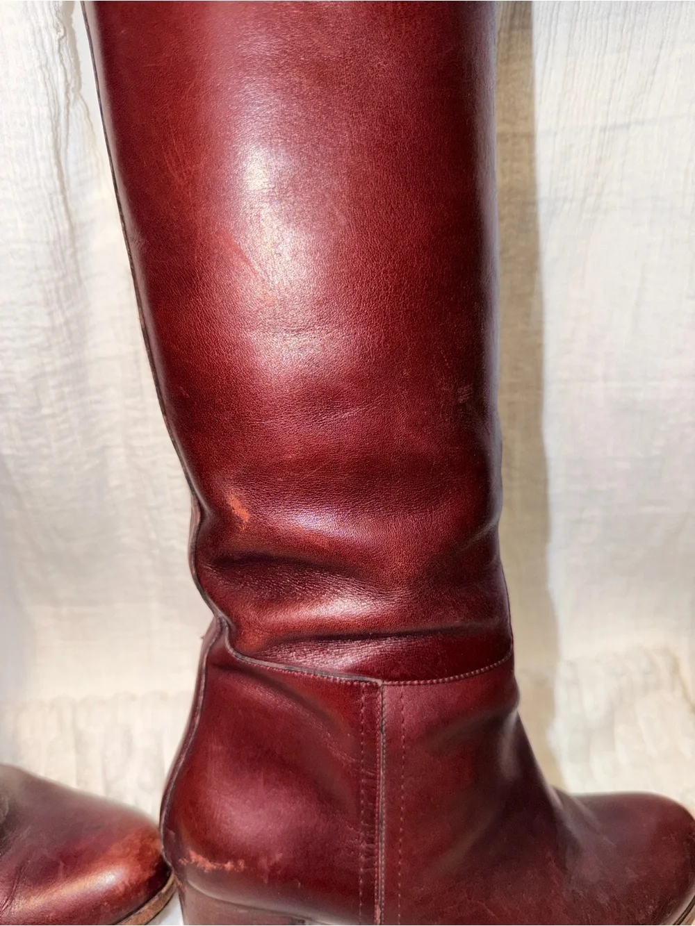 A.P.C. Knee High Leather Boots - Burgundy